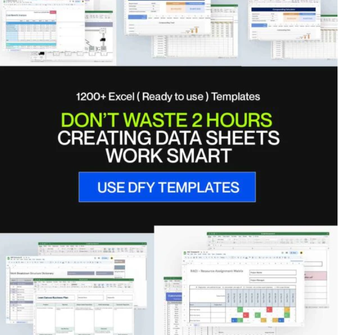 1200+ Ready-To-Use Excel Sheet Templates With Reselling Rights (Instant Access Within 30 Seconds)
